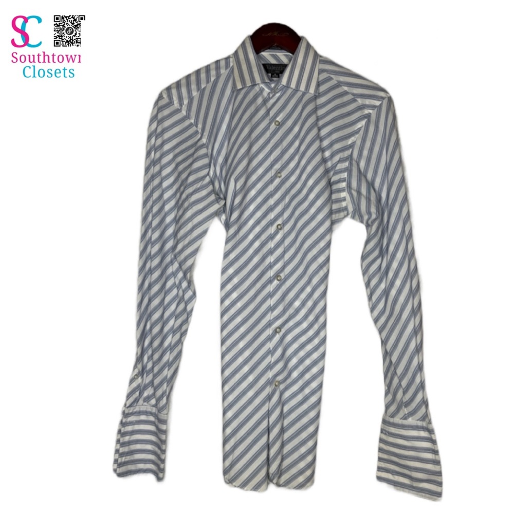 Italy’s Aurelio Valentino Striped Dress Shirt With French Cuffs
